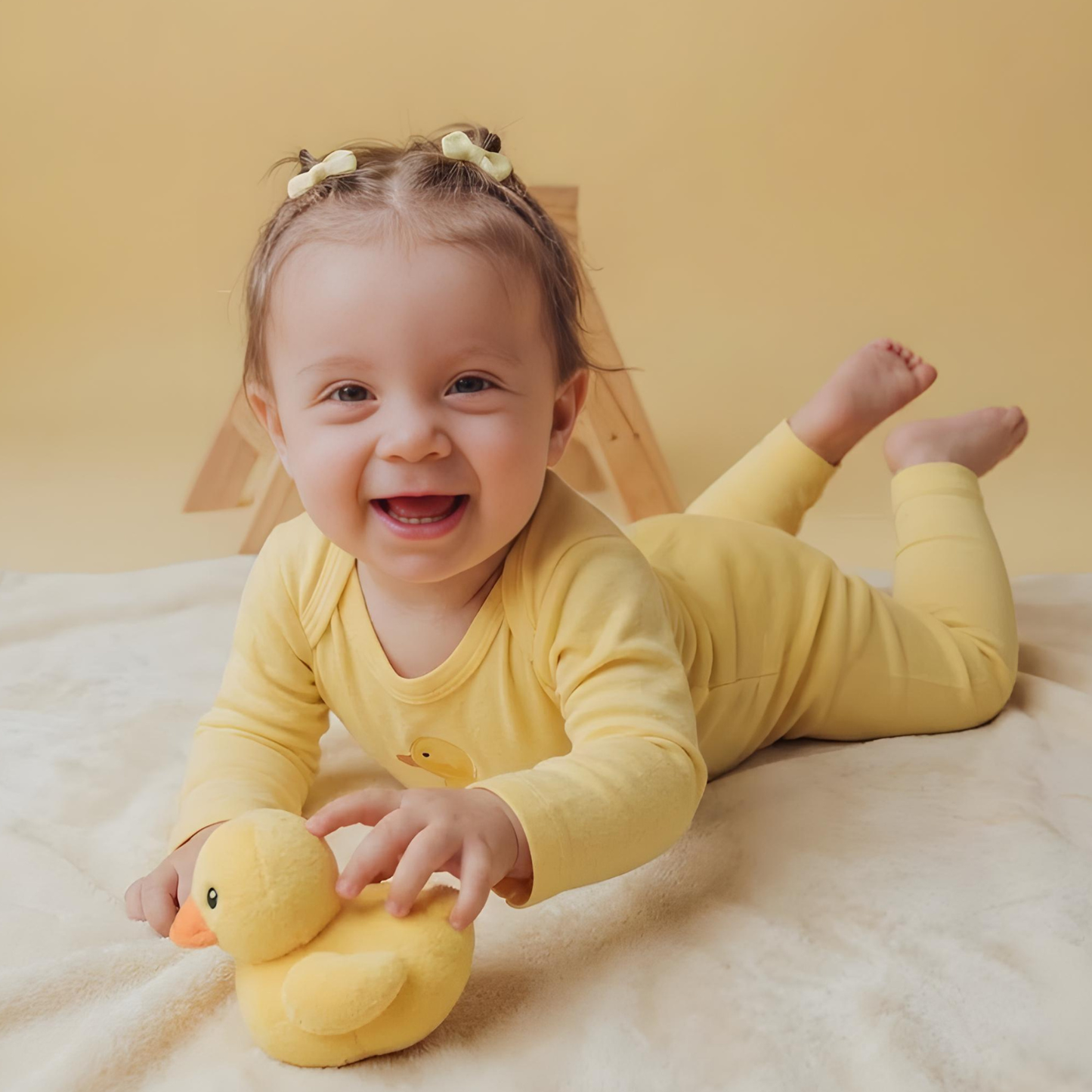 Conjunto Orgânic Patinho Algodão Yelow