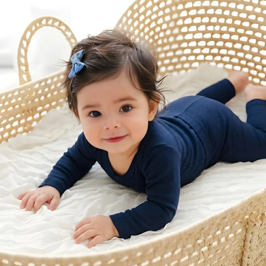 Conjunto Bebê Algodão Organic Longo Azul Marinho