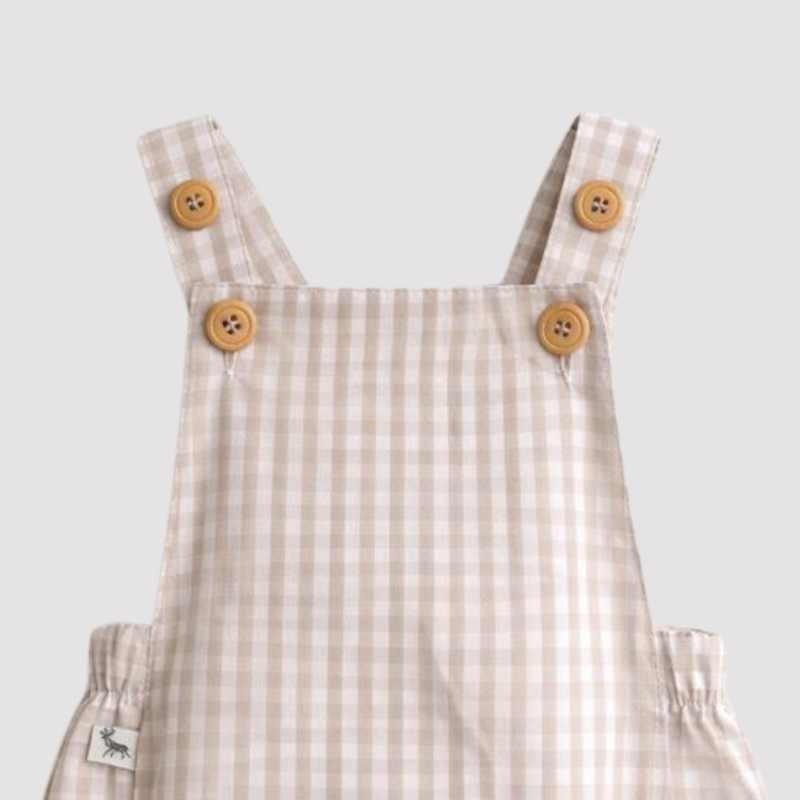 Beige Chess Baby Romper