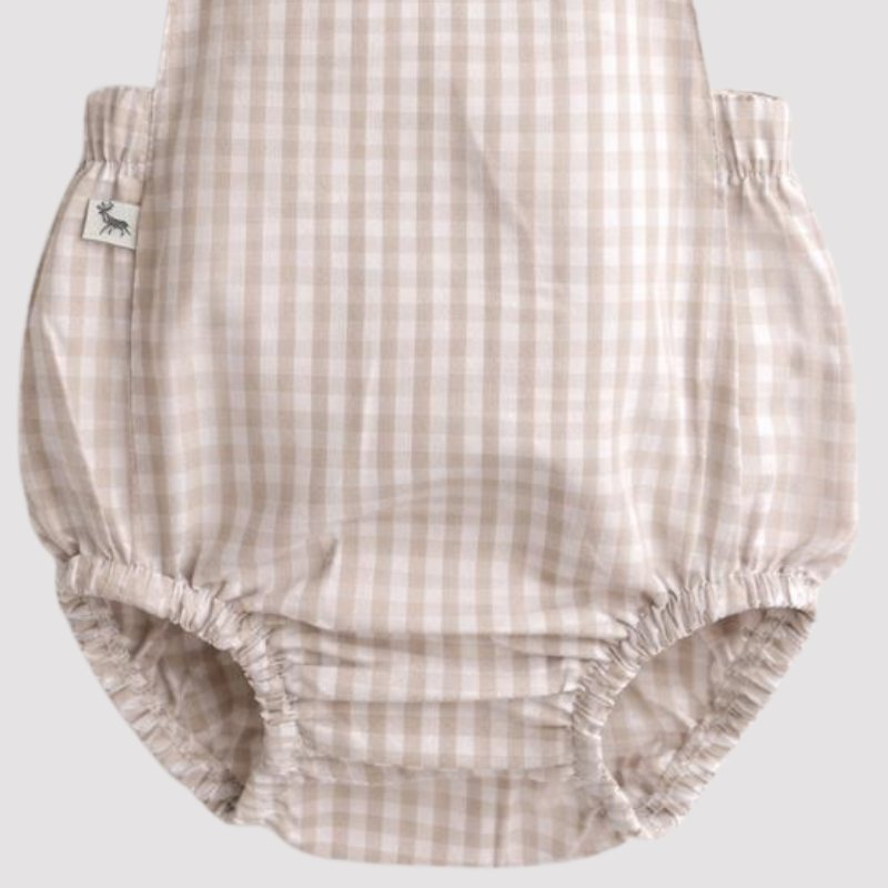 Beige Chess Baby Romper