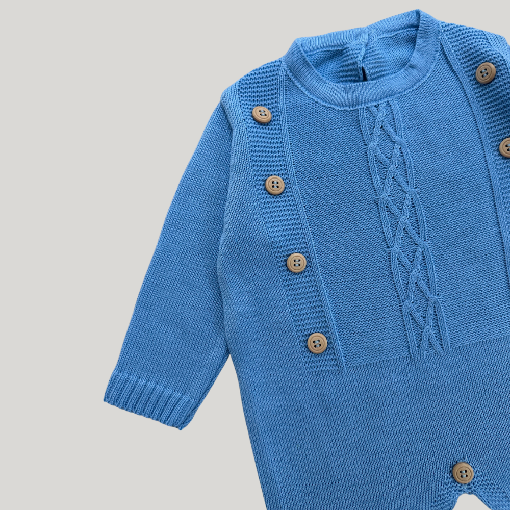 Macacão Recém Nascido Saída Maternidade Buttons Azul