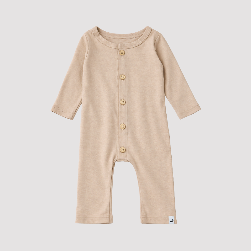 Macacão Bebê Algodão Buttons Bege Conforto e Estilo Neutro para o Dia a ...