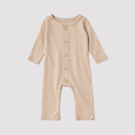 Macacão Bebê Algodão  Buttons Bege