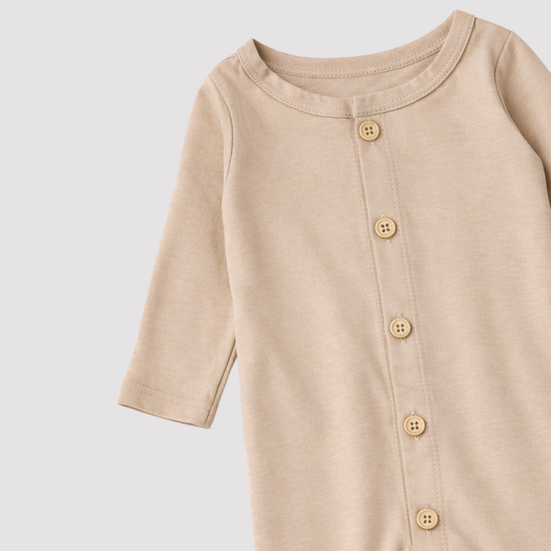 Macacão Bebê Algodão  Buttons Bege