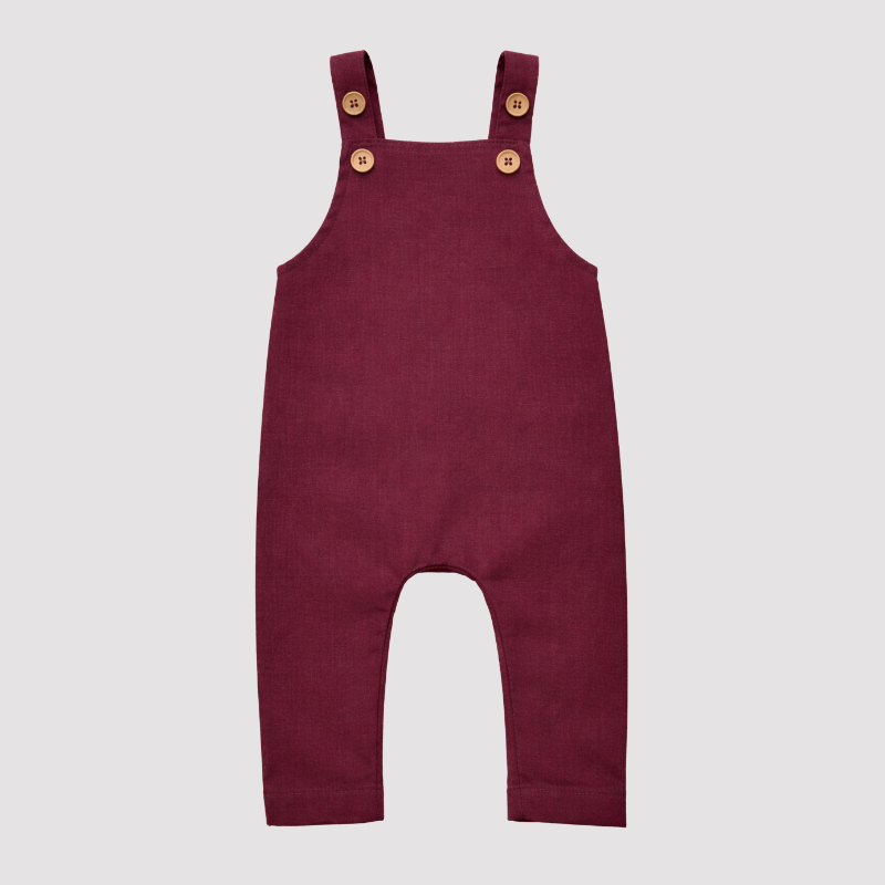 Jardineira Bebê Linho Leif Longa Bordo