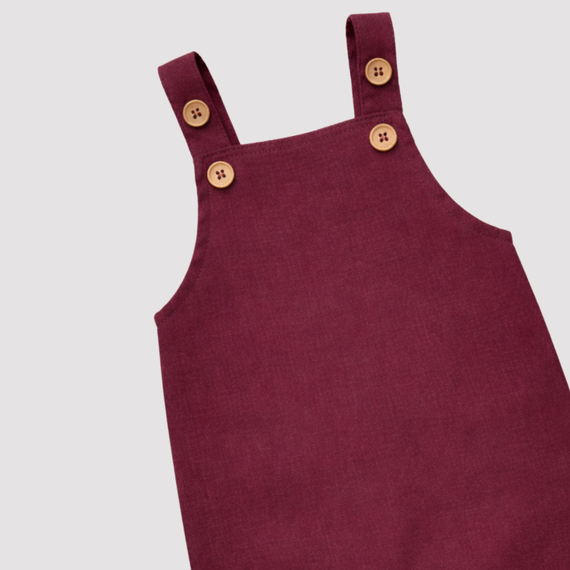 Jardineira Bebê Linho Leif Longa Bordo