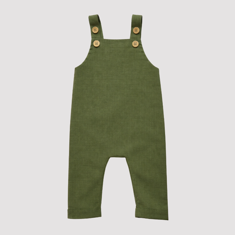 Jardineira Bebê Linho Leif Longa Musgo