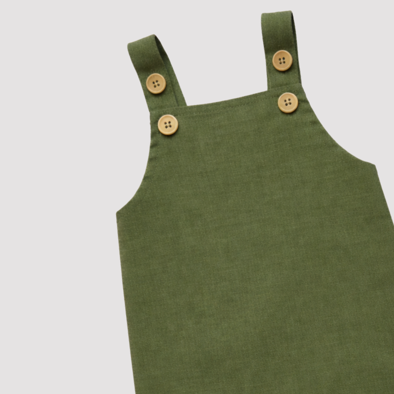 Jardineira Bebê Linho Leif Longa Musgo