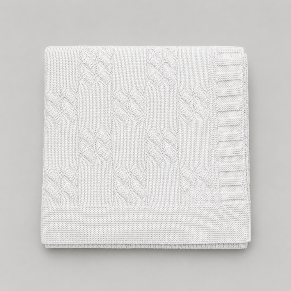 Manta Bebê Tricot Trançada Off White