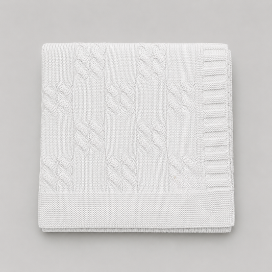 Manta Bebê Tricot Trançada Off White