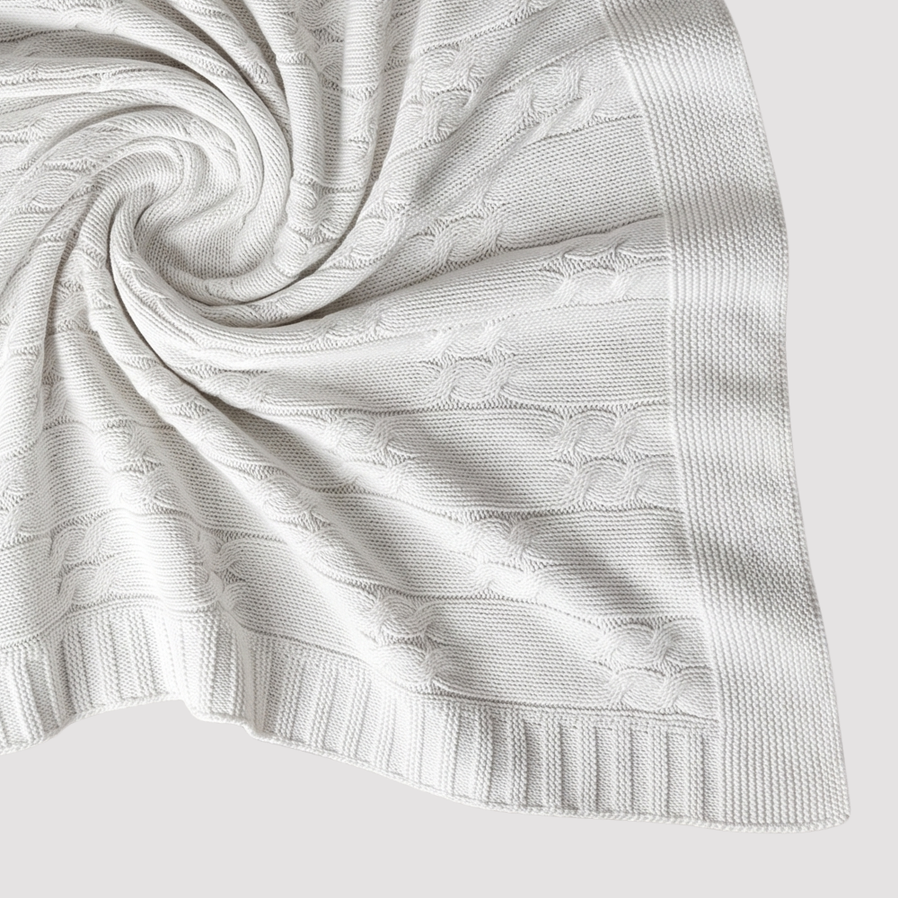 Manta Bebê Tricot Trançada Off White