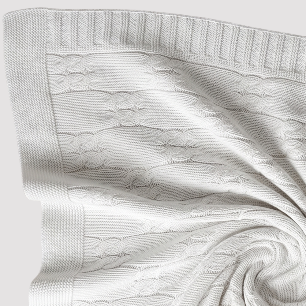 Manta Bebê Tricot Trançada Off White
