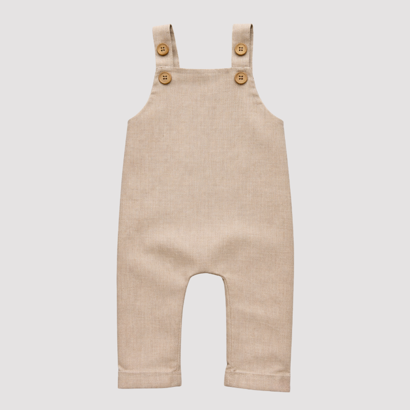 Jardineira Bebê Linho Leif Longa Cru