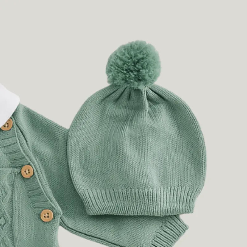 Kit saída Maternidade Menino Tricot 4 Peças Nature Verde Menta