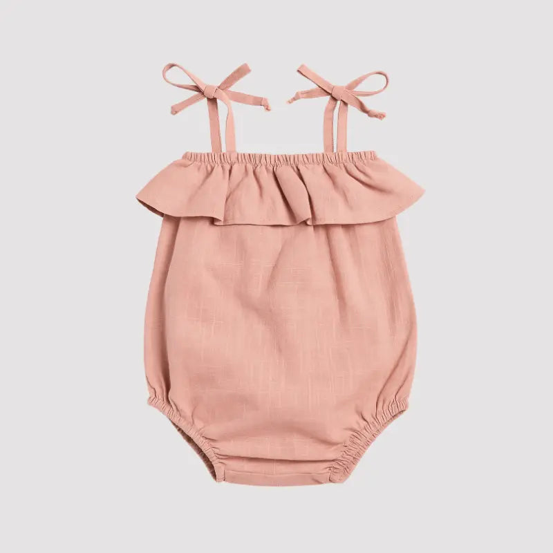 Body Âmbar Algodão Menina Babado Rosa Chá