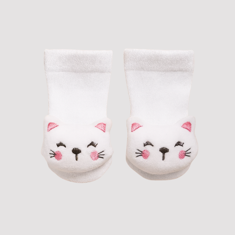 Meia Bebê Menina Cat White Sensorial