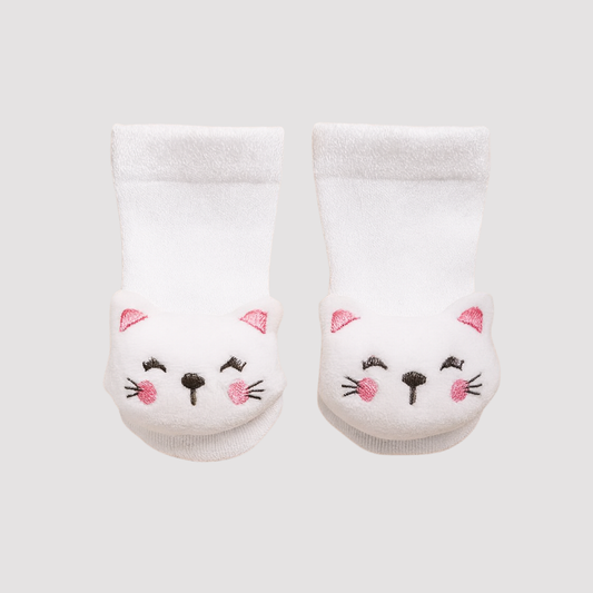 Meia Bebê Menina Cat White Sensorial