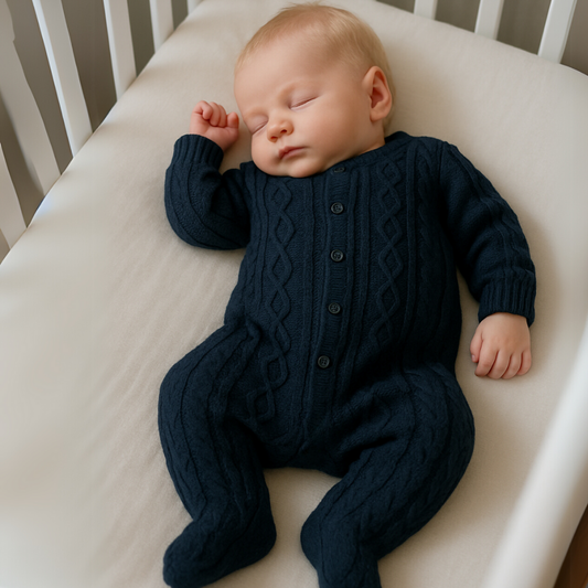 Macacão bebê Tricot recém nascido Bennet Azul Marinho