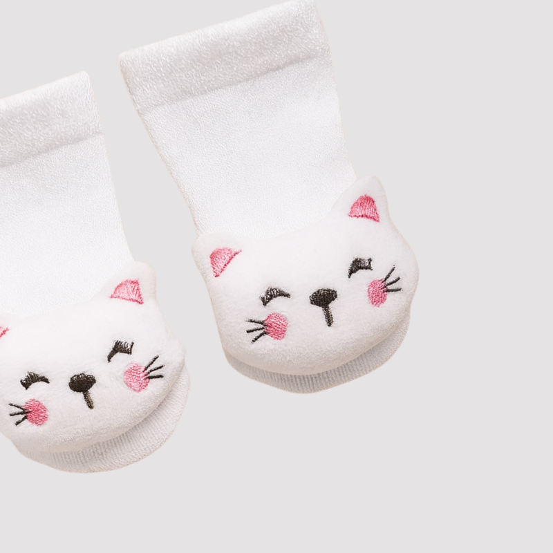 Meia Bebê Menina Cat White Sensorial