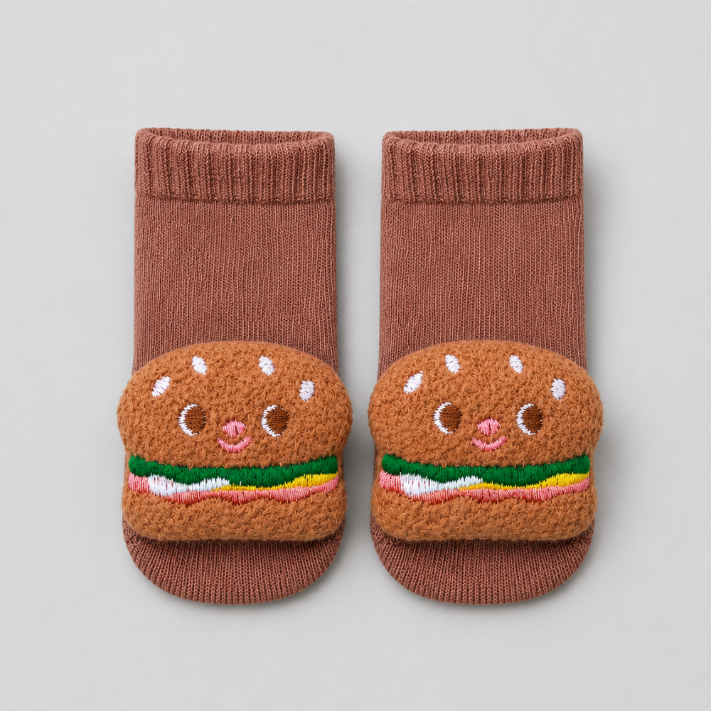 Meia Bebê Hamburguer fofo Sensorial