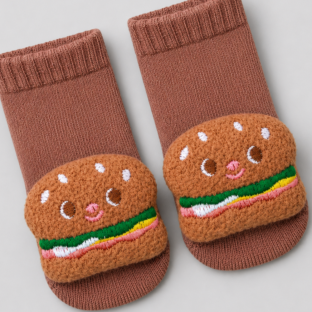 Meia Bebê Hamburguer fofo Sensorial