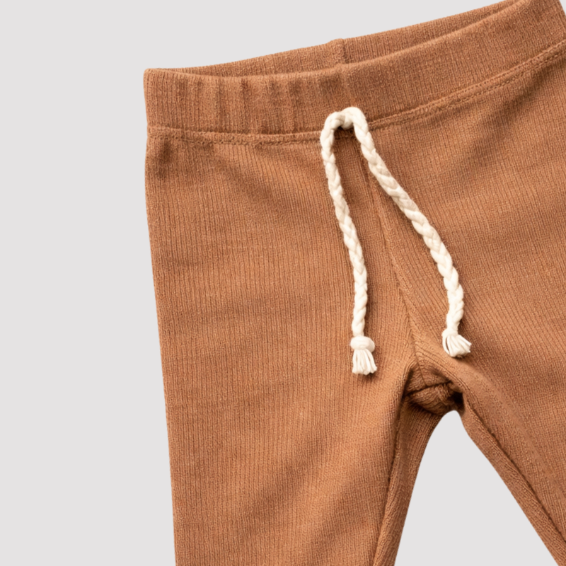 Calça Bebê Canelado Algodão Caramel