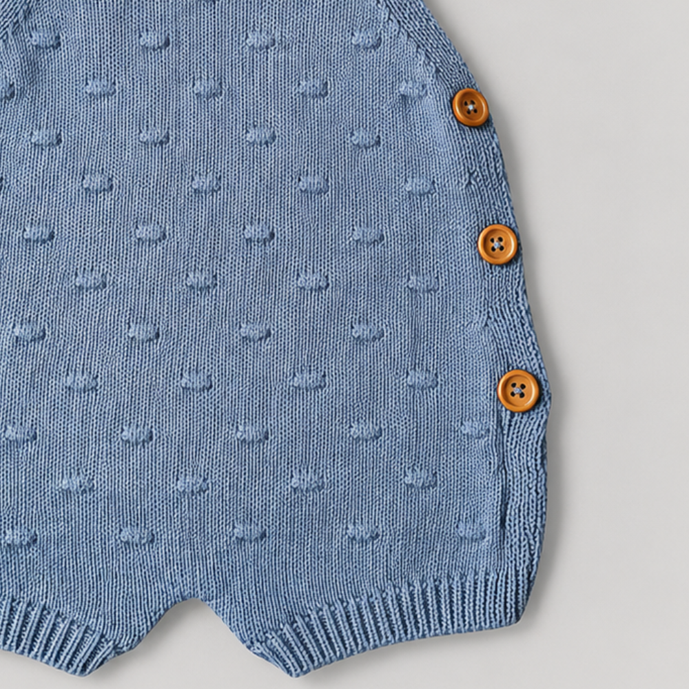 Jardineira Tricot Bebê Confort Azul Claro