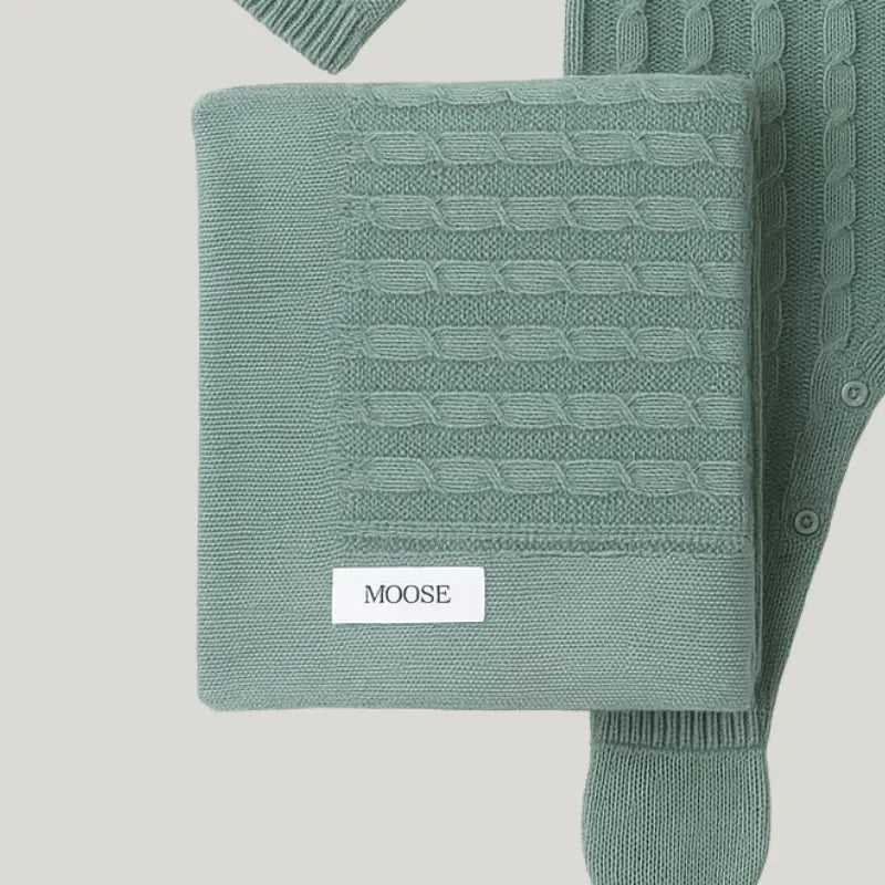 Kit saída Maternidade 2 Peças Tricot Trançado Verde Menta