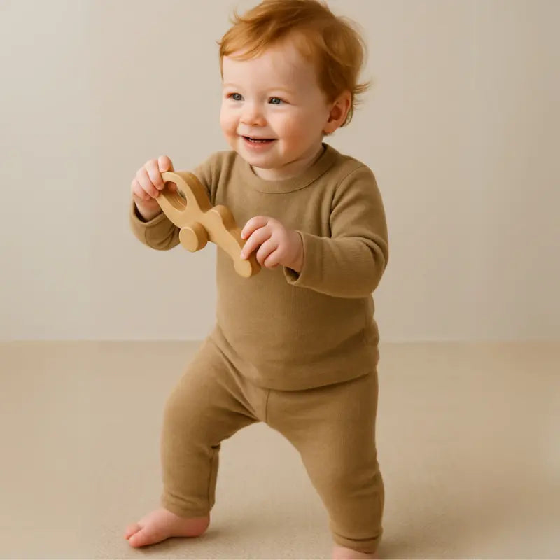Conjunto Bebê Tricotado Confort Mostarda