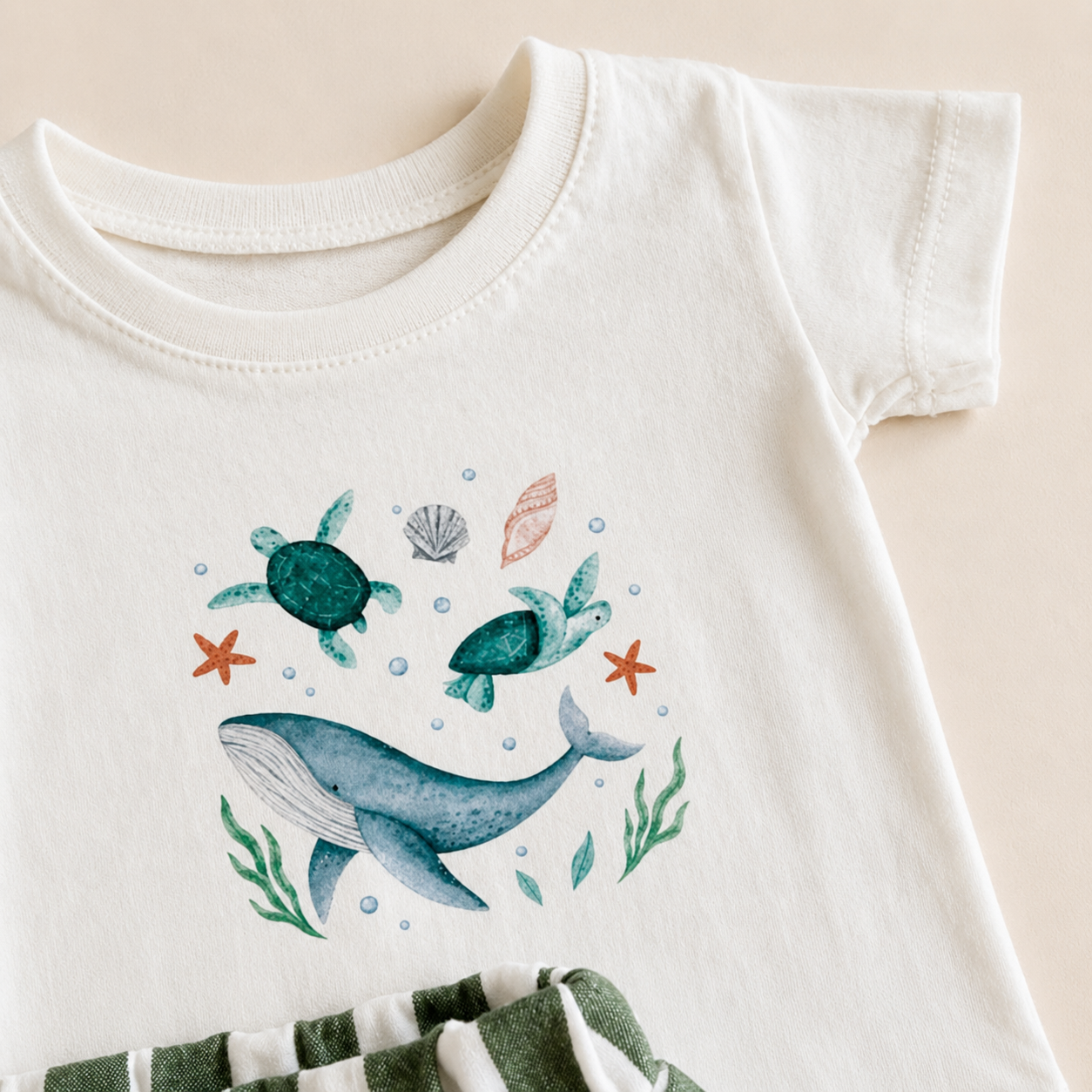 Conjunto Bebê Algodão Fundo do Mar