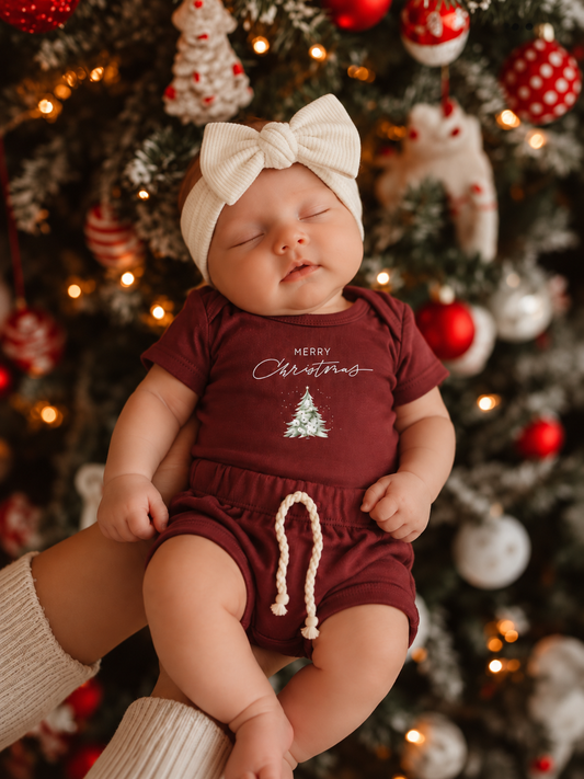 Conjunto Baby Merry Christmas Bordô