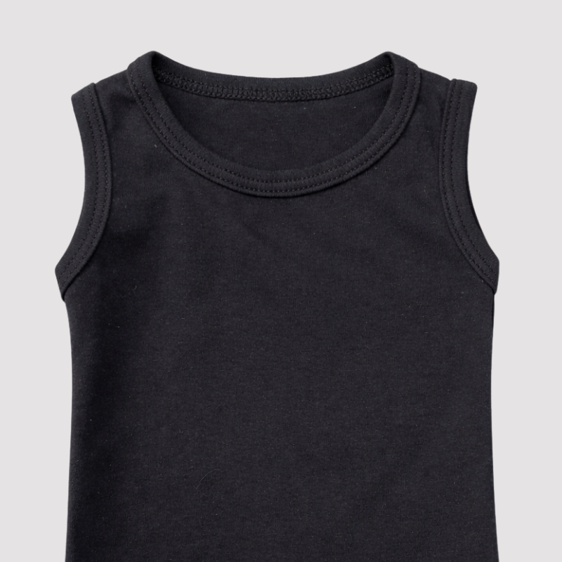 Body Bebê Regata Algodão Organic Preto