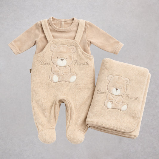 Kit 2 Peças Saída Maternidade Bear Friends Bege