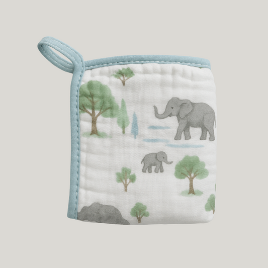Paninho De Boca Bebê Soft Algodão Florest Azul Com Prendedor De Chupeta