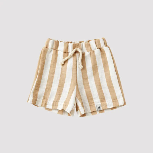 Short Bebê Linho Beach Listras Caqui