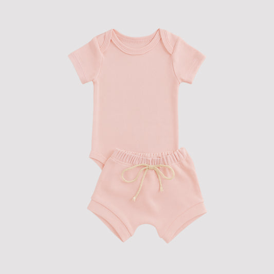 Conjunto Bebe Algodão Orgânic Rosa curto