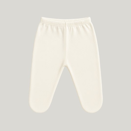 Calça Bebê Algodão Recém Nascido Com Pezinho Bege