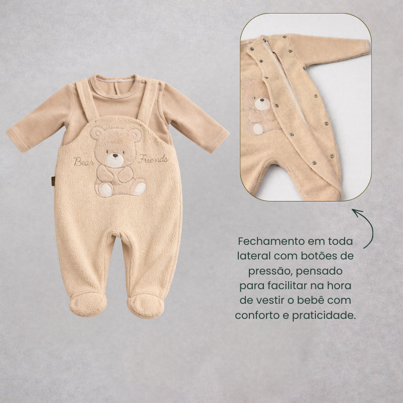 Kit 2 Peças Saída Maternidade Bear Friends Bege