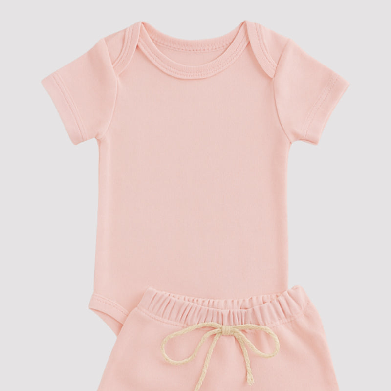 Conjunto Bebe Algodão Orgânic Rosa curto