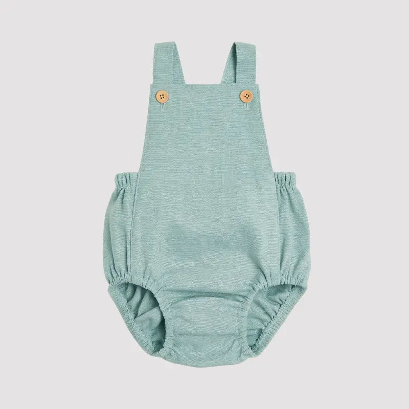 Romper Bebê Tradicional Linho Azul Claro