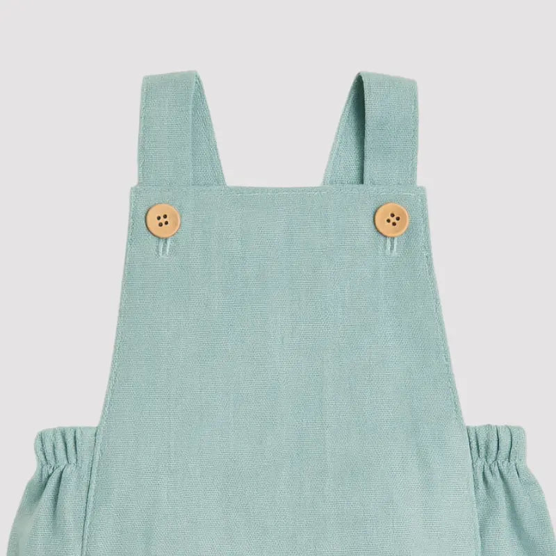 Romper Bebê Tradicional Linho Azul Claro