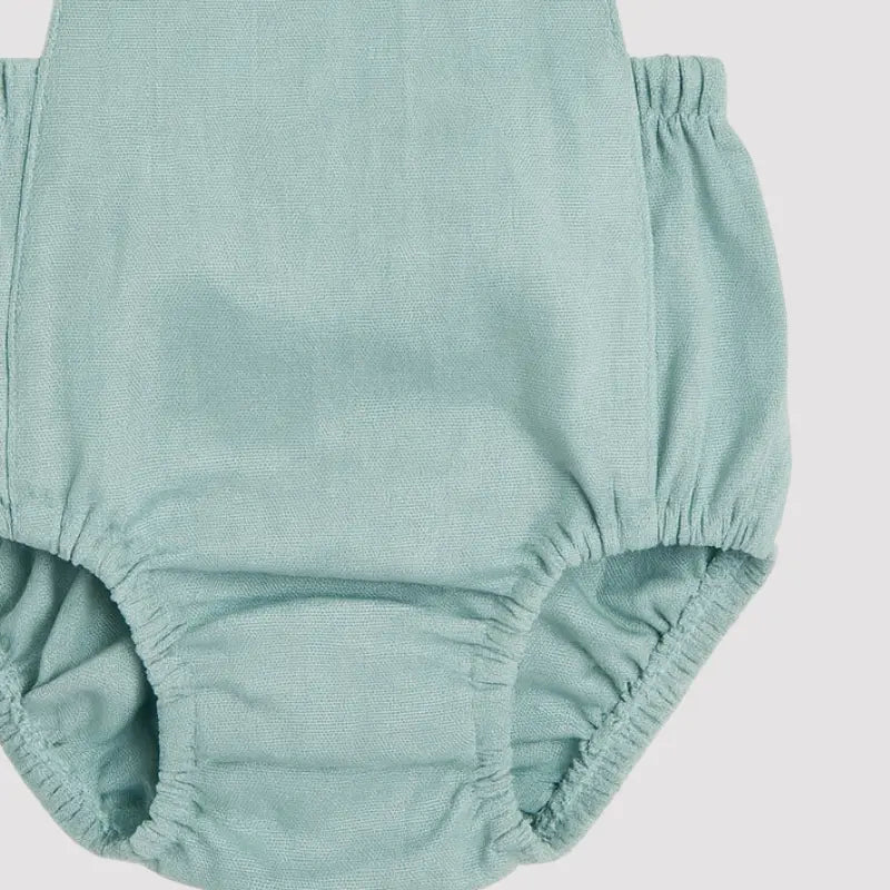 Romper Bebê Tradicional Linho Azul Claro