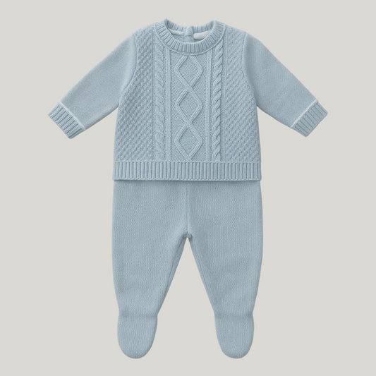 Macacão Bebê Recém Nascido Tricot Blue