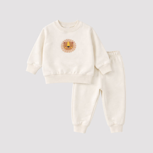 Conjunto Bebê Moletom Lion Off White