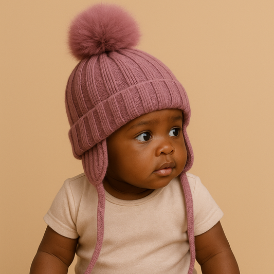 Touca bebê Tricot Snow Rosa Chá