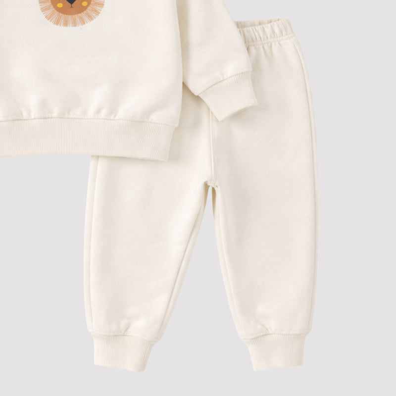 Conjunto Bebê Moletom Lion Off White
