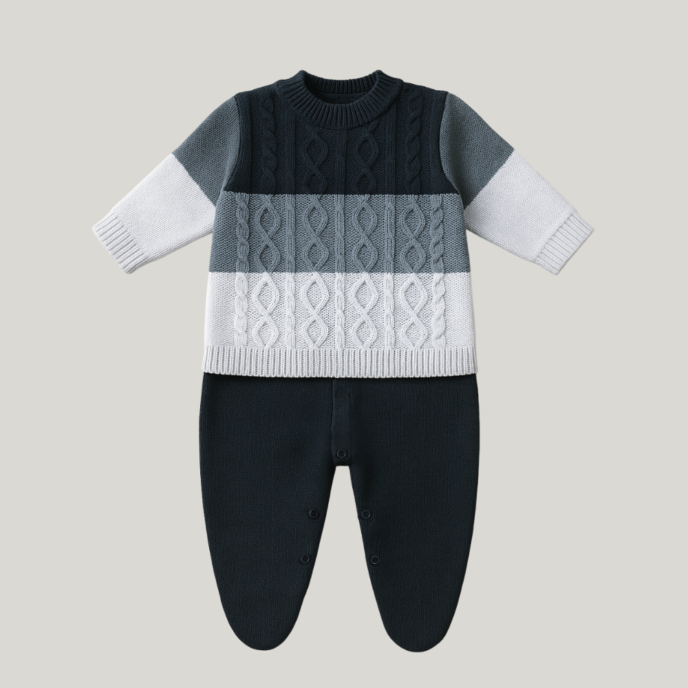 Macacão Bebê Recém Nascido Tricot Prince Blue