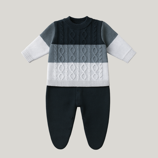 Macacão Bebê Recém Nascido Tricot Prince Blue