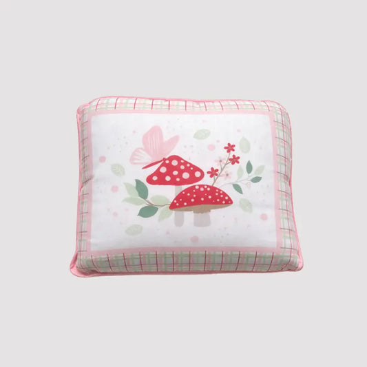 Travesseiro bebê algodão cogumelos rose