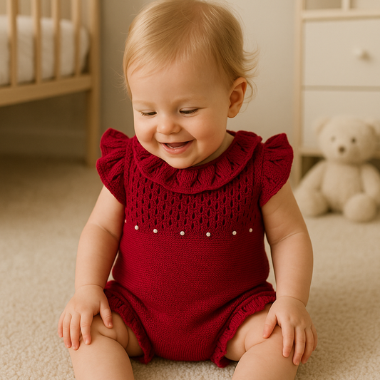 Macacão Bebê Menina Tricot Red